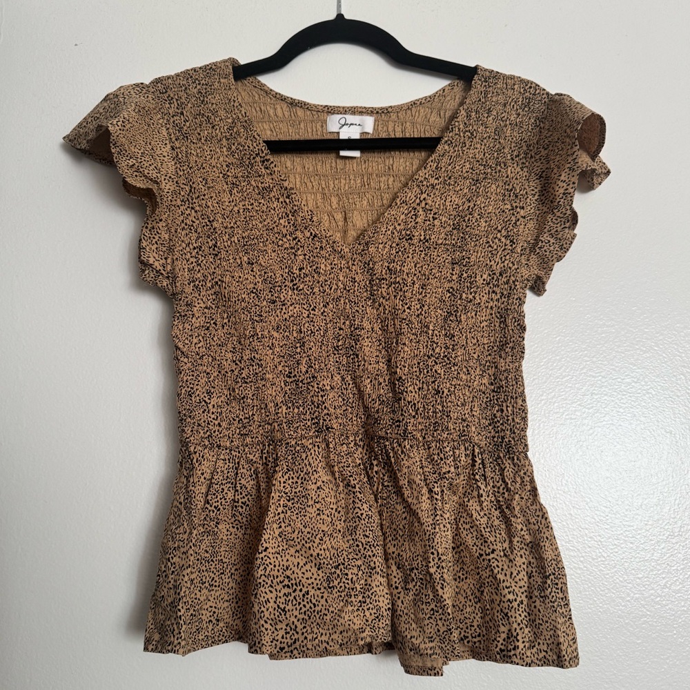 Japna | Cheetah Print Peplum Top